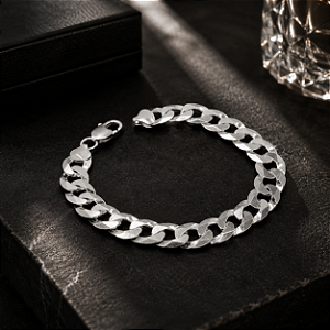 Pulseira Grumet de Prata 925 Larga com 9mm Facetada