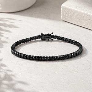 Pulseira Riviera de Prata 925 Ródio Negro com fecho gaveta