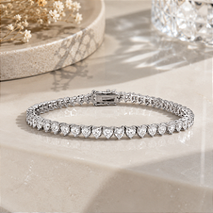 Pulseira Riviera de Prata 925 de Zircônias formato de Coração