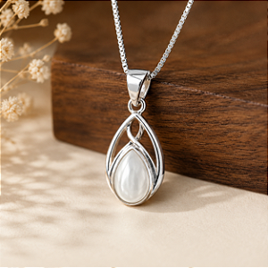 Pingente Gota de Prata 925 com Pérola Natural