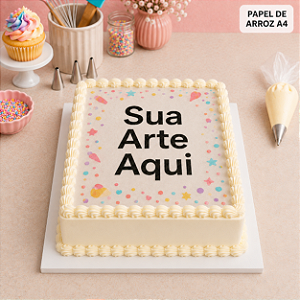 Papel de Arroz Personalizado A4 Para Confeitaria - 1 Unidade - Fenari