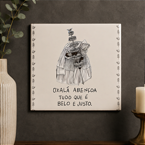 Azulejo Decorativo Oxalá “Abençoa Tudo que É Belo e Justo” 20x20 cm – Fenari - 1 Unidade