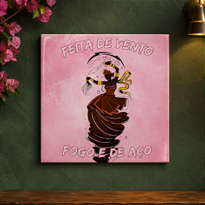 Azulejo Decorativo Iansã “Feita de Vento, Fogo e de Aço” 20x20 cm – Fenari - 1 Unidade