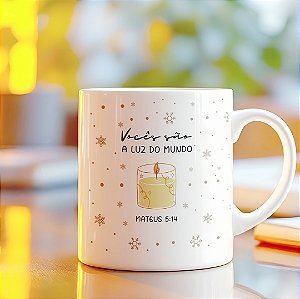 Caneca Cristã “Vocês São a Luz do Mundo” – Mateus 5:14 | Porcelana 325 ml | 1 Unidade – Fenari