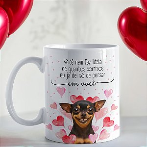 Caneca Cachorrinho com Frase Romântica – Modelo Rosa | Porcelana 325 ml | 1 Unidade – Fenari