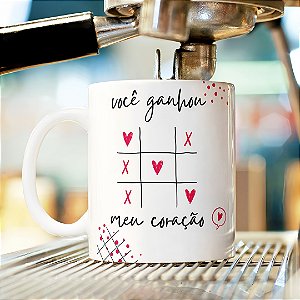 Caneca Romântica “Você Ganhou Meu Coração” | Porcelana 325 ml | 1 Unidade – Fenari