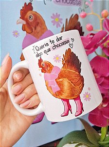 Caneca Divertida “Queria Te Dar Algo Que Chocasse” | Porcelana 325 ml | 1 Unidade – Fenari