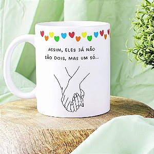 Caneca Cristã para Casal “O Que Deus Uniu, Ninguém Separa” | Mateus 19:6 | Porcelana 325 ml | 1 Unidade – Fenari
