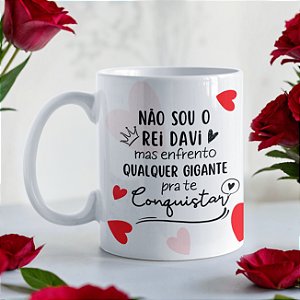Caneca Romântica “Enfrento Qualquer Gigante Para Te Conquistar” | Porcelana 325 ml | 1 Unidade – Fenari