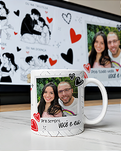 Caneca Personalizada com Foto “Pra Sempre Você e Eu” | Porcelana 325 ml | 1 Unidade – Fenari