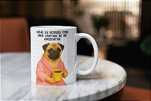 Caneca de Cachorro Divertida “Hoje Eu Acordei com Vontade de Me Aposentar” | Porcelana 325 ml | 1 Unidade – Fenari