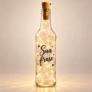 Garrafa de Vidro Decorativa com LED Personalizada com Sua Frase - 270ml - 1 unidade - Fenari