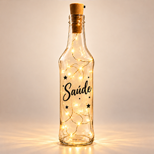 Garrafa de Vidro Decorativa com LED - Saúde - 270ml - 1 unidade - Fenari