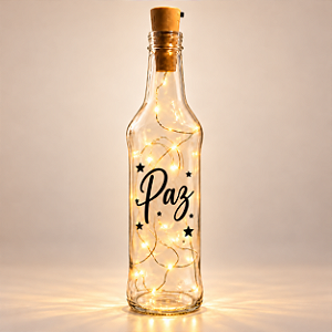 Garrafa de Vidro Decorativa com LED - Paz - 270ml - 1 unidade - Fenari