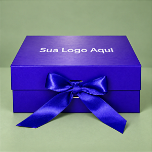 Caixa Azul Personalizada com Sua Logo Ímã e Fita - P - 1 unidade - Fenari