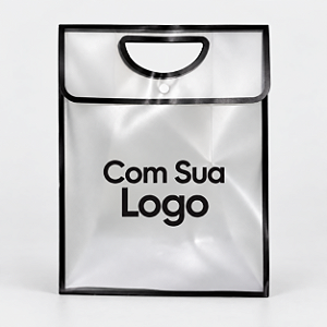 Sacola Transparente Fosca Personalizada com Sua Logo e Detalhes Pretos - 1 unidade - Fenari