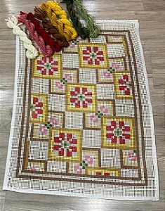 Tela Pintada 70 x 50 para Tapeçaria – Padrão Geométrico