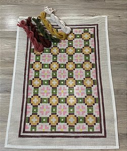 Tela Pintada 70 x 50 para Tapeçaria – Padrão Geométrico