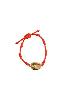 Pulseira 7 Nós Vermelha com Búzios Banhado