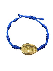 Pulseira 7 Nós Azul Escuro com Búzios Banhado