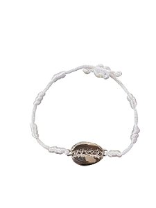 Pulseira 7 Nós Branca com Búzios Banhado