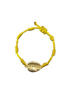 Pulseira 7 Nós Amarela com Búzios Banhado