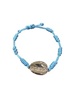 Pulseira 7 Nós Azul Claro com Búzios Banhada