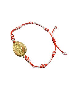 Pulseira 7 Nós Branca e Vermelha com Búzios