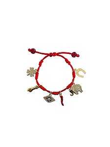 Pulseira 7 Nós Patuá Vermelho Banhado