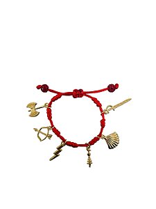 Pulseira 7 Nós Vermelha 7 Linhas Da Umbanda Banhada