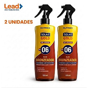 Kit 2 unidades Óleo Bronzeador Solar Gold Nutriex 120 ml – bronzeado intenso, hidratação profunda - Envio Imediato