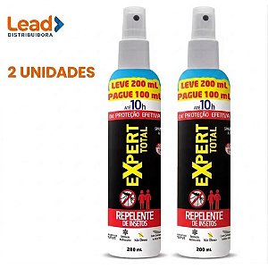 Kit 2 Unidades Repelente de Insetos Expert Total Spray 200ml Leve 200ml, Pague 100ml – Proteção por até 10 horas