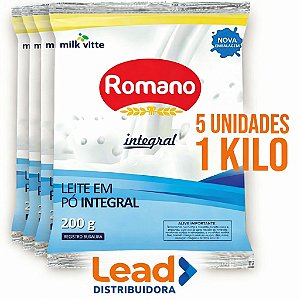 Kit 5 unidades LEITE EM PÓ INTEGRAL ROMANO 200G – Cremoso, Nutritivo e de Alta Qualidade - Envio Imediato