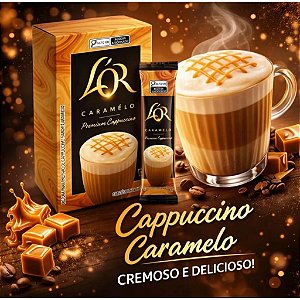 Kit 8 Cappuccino LOR sabor Caramelo bebida cremosa instantânea 200g preparo rápido envio imediato