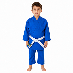 Kimono Jiu Jitsu e Judô Azul Sequencia Profissional 100% Algodão 300g Com Faixa Grátis
