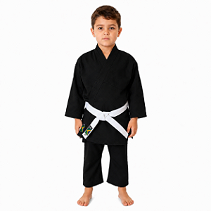 Kimono Jiu Jitsu e Judô Preto Sequencia Profissional 100% Algodão 300g Com Faixa Grátis