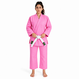 Kimono Jiu Jitsu e Judô Rosa Sequencia Profissional 100% Algodão 300g Com Faixa Grátis
