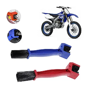 KIT 2 ESCOVA DUPLA LIMPEZA PARA CORRENTE TRANSMISSÃO MOTO BIKE UNIVERSAL (SORTIDA)