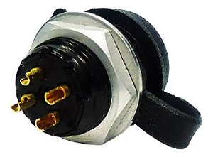 Conector Base Redonda Invertida M24  4c (-2-4-6-8) Via Femea Preto E Prateado