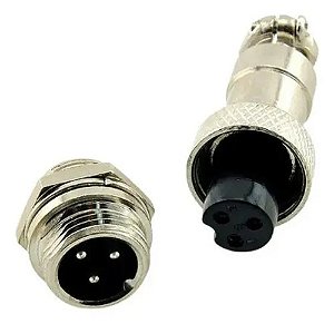CONECTOR MIKE 3 VIAS CIRCULAR MACHO E FEMEA
