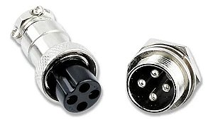 Conector Mike 4 Vias Circular Macho E Femea