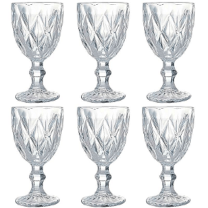 Jogo De Taças Cristal 6 Peças 330ml Em Vidro Bela Flor