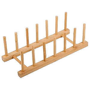 Escorredor De Pratos C/ 6 Divisórias 28,2cm Em Bambu Fu Xing