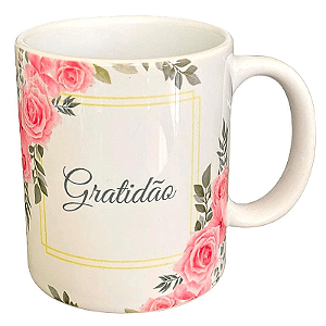 Caneca Gratidão Em Porcelana 330ml