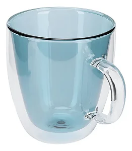 Caneca de Vidro Borossilicato de Parede Dupla Verde - 380ml