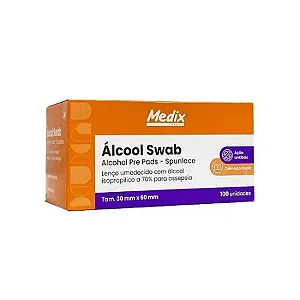 Alcool Swab 70% Sache Lenço Umidecido 100 uni - Medix