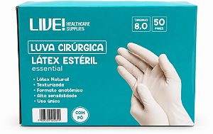 Luva Cirúrgica Estéril com Pó Látex Tam 8,0 C/50 Pares - Live