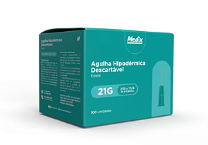 Agulha Hipodérmica Descartável 30 x 0,80 mm (21G x 1 1/4") C/100 Uni - Medix