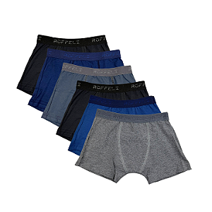 Kit 6 Cuecas Boxer Infantil em Algodão
