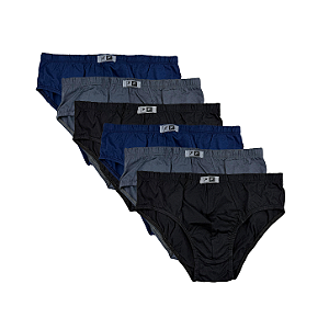 Kit 6 Cuecas Slip em Algodão com Elástico Embutido